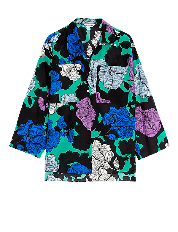 Silk Blend Floral Relaxed Shirt