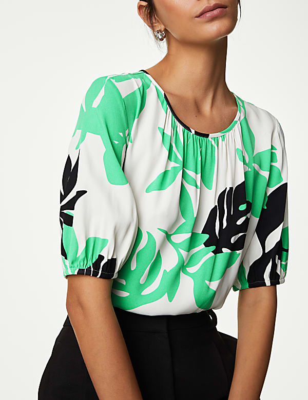 Printed Round Neck Blouse