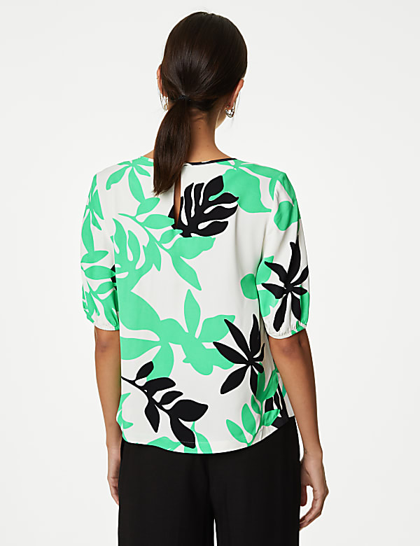 Printed Round Neck Blouse