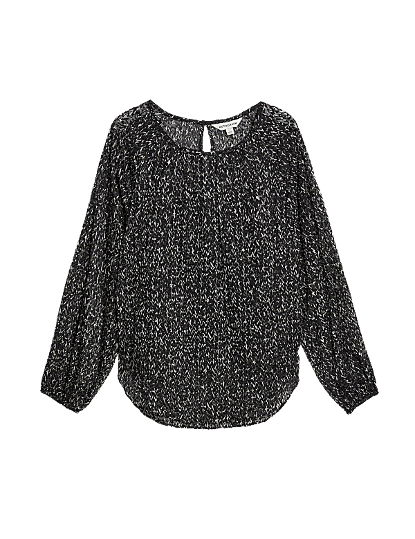 Printed Crew Neck Blouse