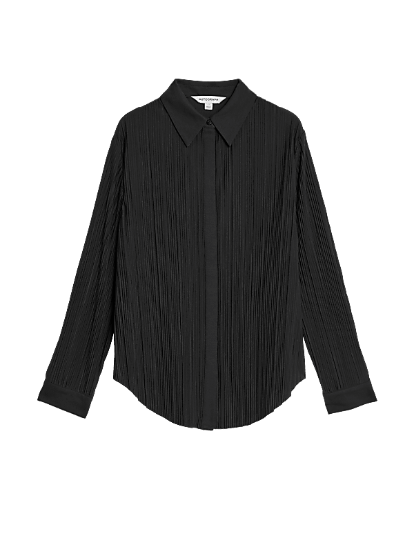 Jersey Plisse Collared Shirt