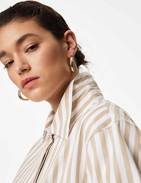 Pure Cotton Striped Collared Shirt