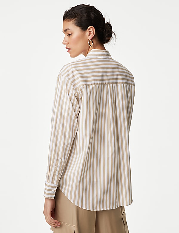 Pure Cotton Striped Collared Shirt