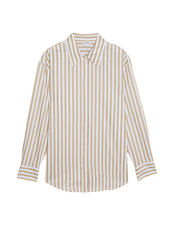 Pure Cotton Striped Collared Shirt