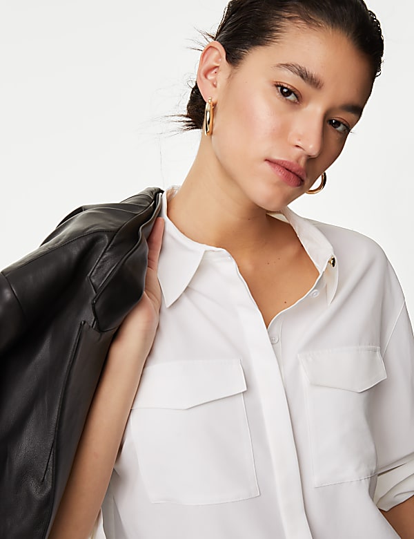 Modal Rich Collared Relaxed Utility Shirt - US