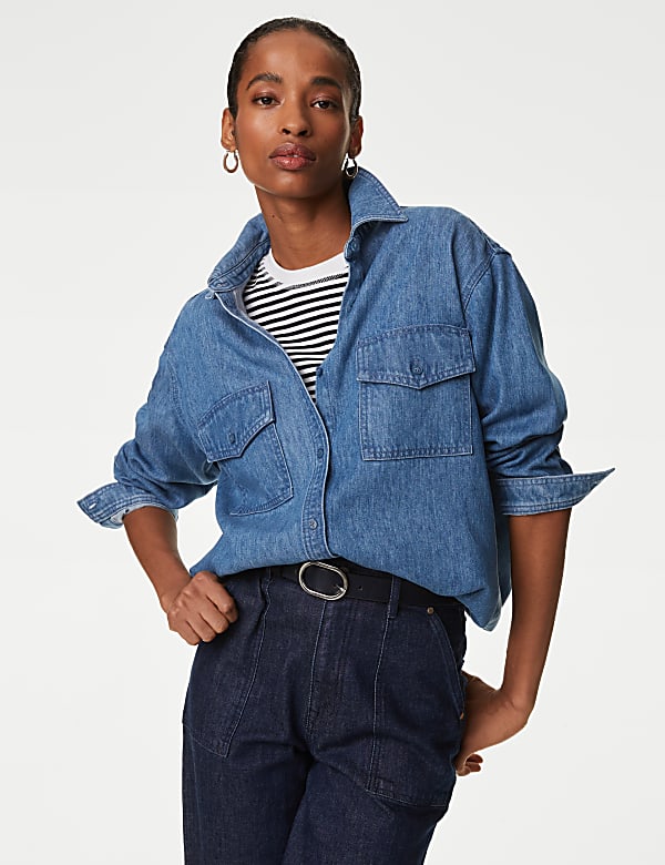 Lyocell™ Denim Collared Relaxed Shirt - BE