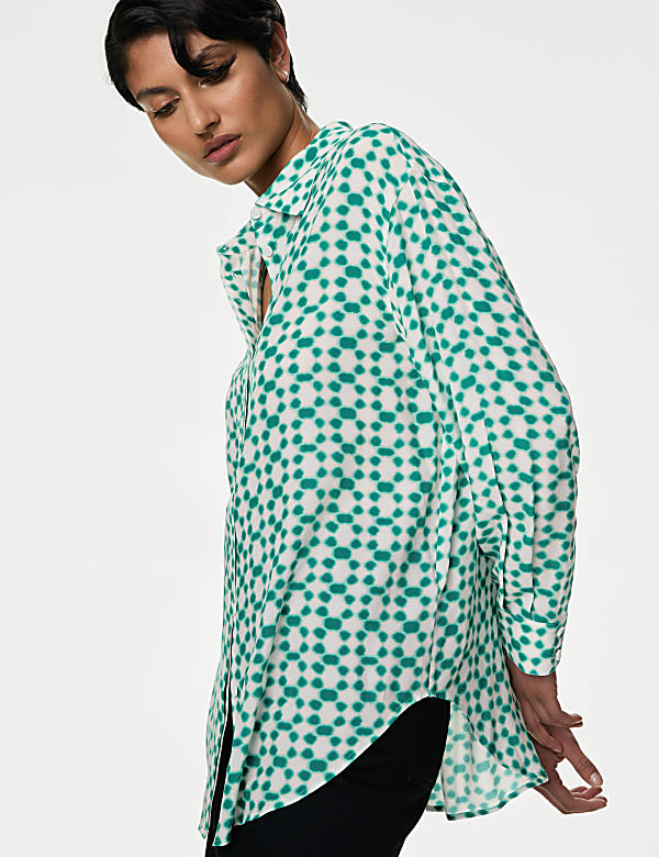 Cupro Rich Printed Collared Shirt