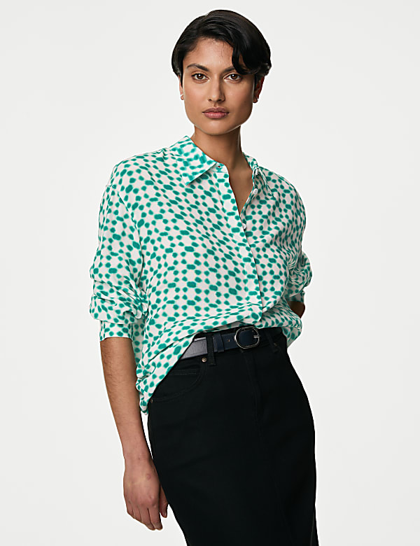 Cupro Rich Printed Collared Shirt