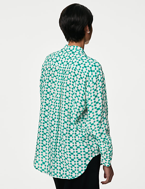 Cupro Rich Printed Collared Shirt