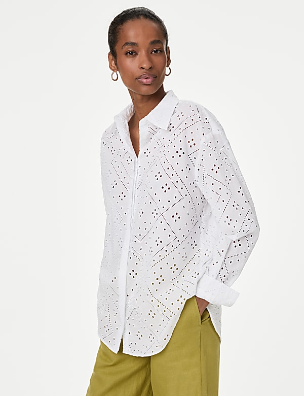 Camisa con cuello con bordado 100 algodon