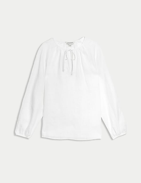 Pure Irish Linen Tie Neck Blouse - SE