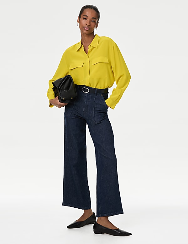 Pure Silk Collared Utility Shirt