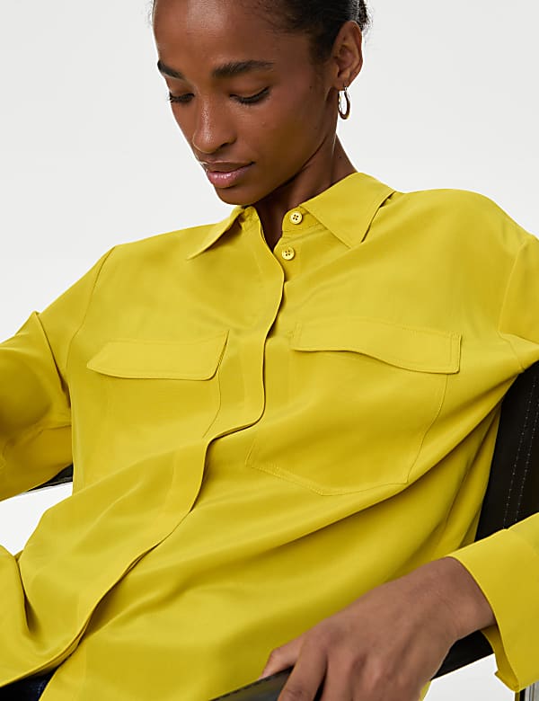 Pure Silk Collared Utility Shirt