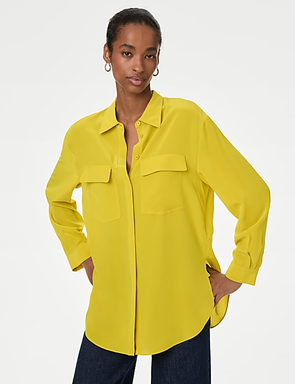 Pure Silk Collared Utility Shirt
