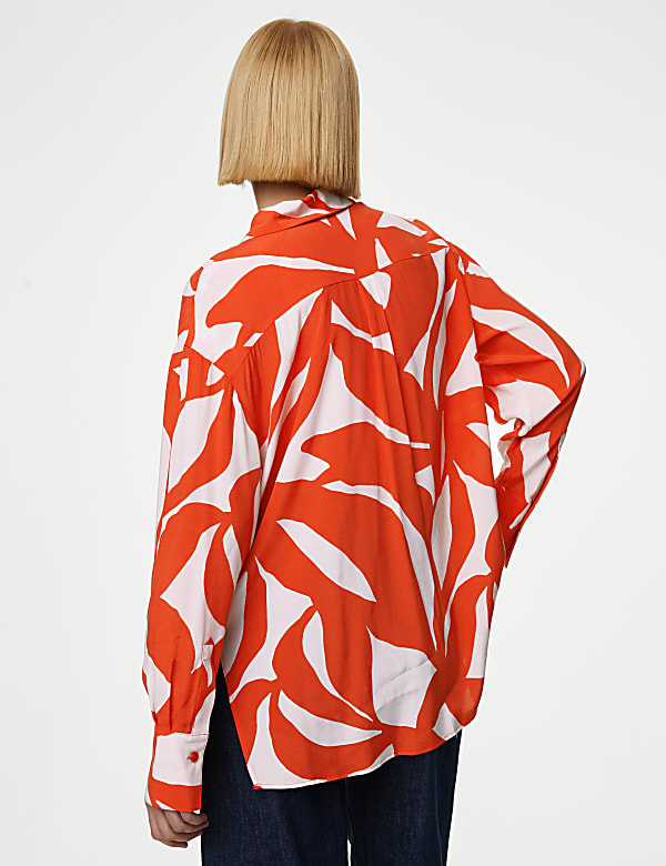Cupro Rich Printed Collared Shirt
