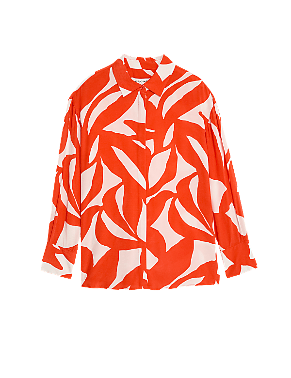 Cupro Rich Printed Collared Shirt