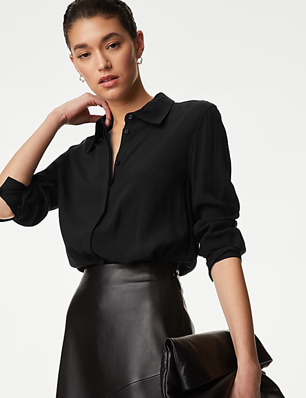 Cupro Rich Collared Shirt