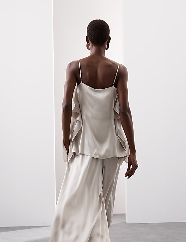 Silver satin cami top clearance