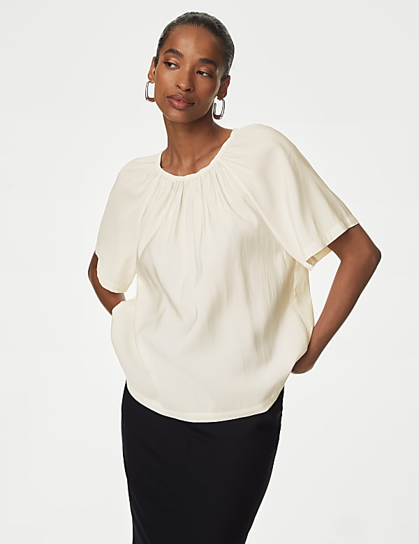 Modal Rich Round Neck Relaxed Blouse