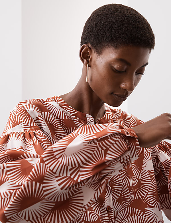Modal Rich Printed Button Through Blouse - ES