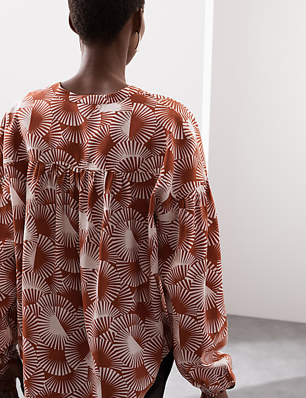 Modal Rich Printed Button Through Blouse - ES