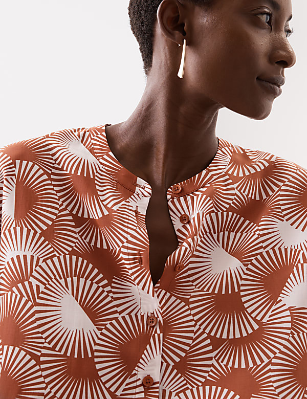 Modal Rich Printed Button Through Blouse - ES