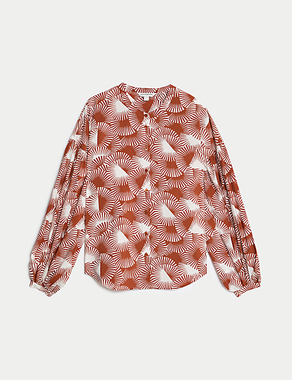 Modal Rich Printed Button Through Blouse - ES
