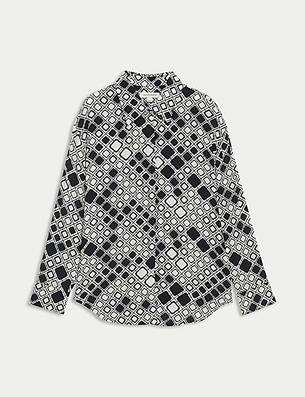 Cupro Rich Printed Collared Shirt - HR