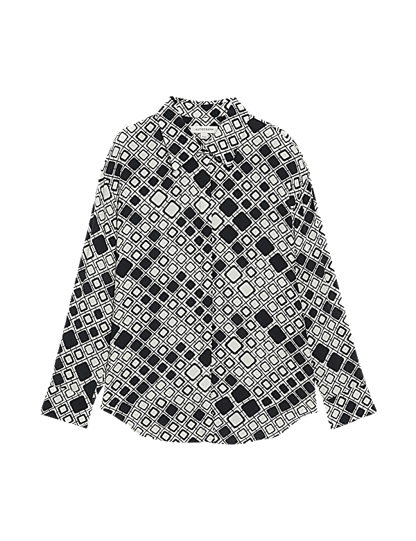 Cupro Rich Printed Collared Shirt