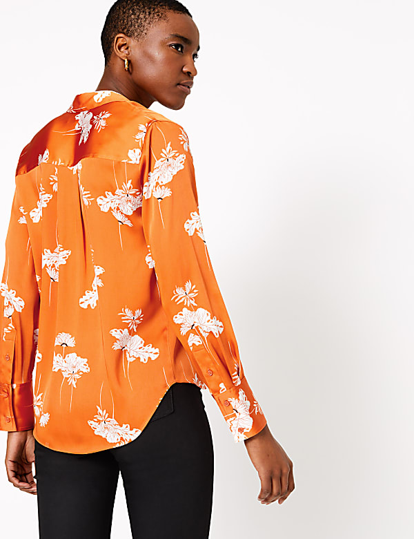 Satin Floral Print Shirt