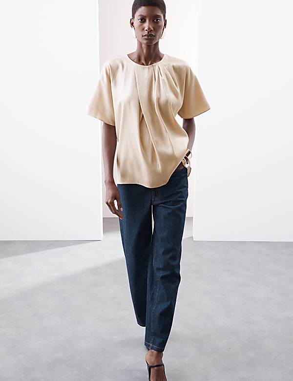 Shimmer Gathered Neck Top - BE
