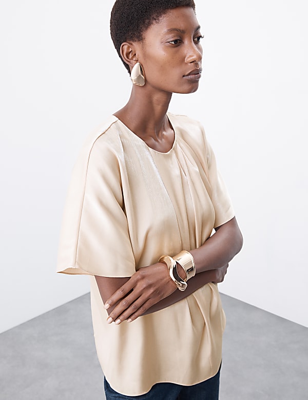 Shimmer Gathered Neck Top - ID