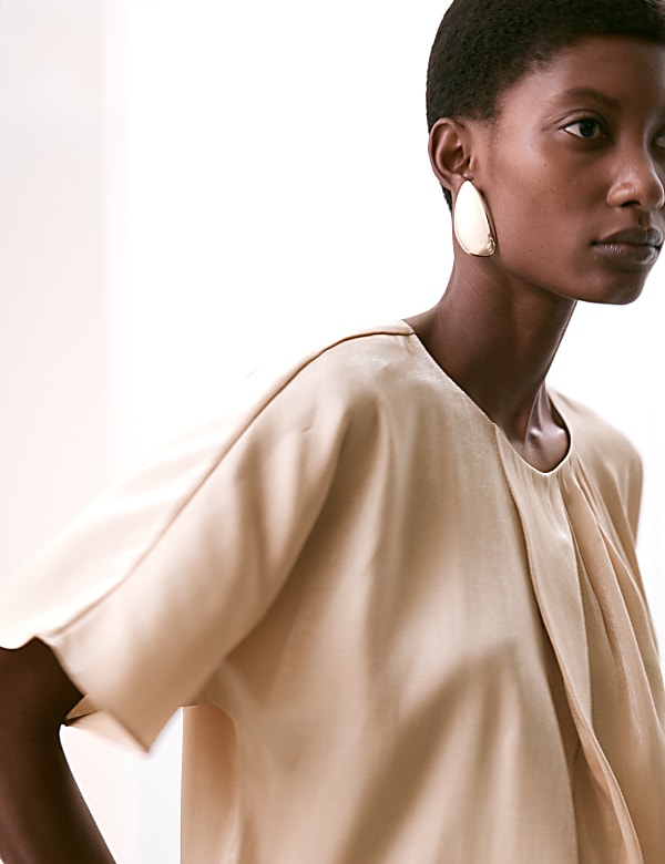 Shimmer Gathered Neck Top - ID