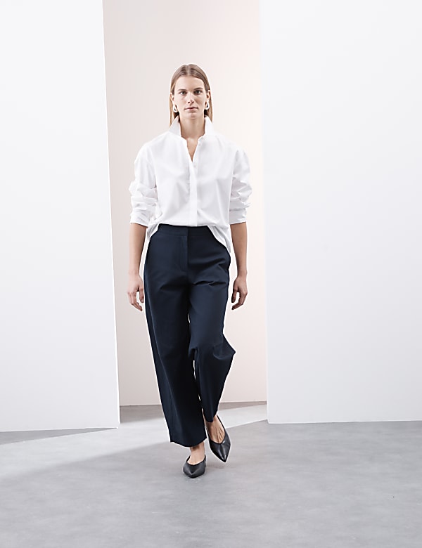 Pure Cotton Collared Relaxed Shirt - UA