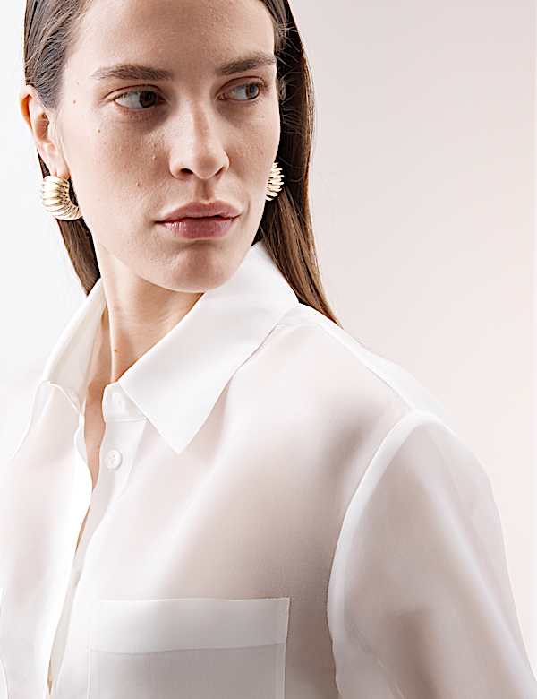 Πουκάμισο οργάντζα από 100% μετάξι - GR