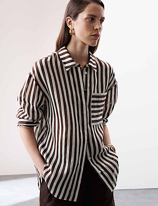 Pure Ramie Striped Shirt