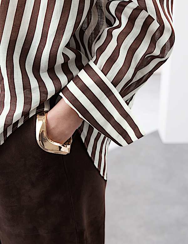 Pure Ramie Striped Shirt