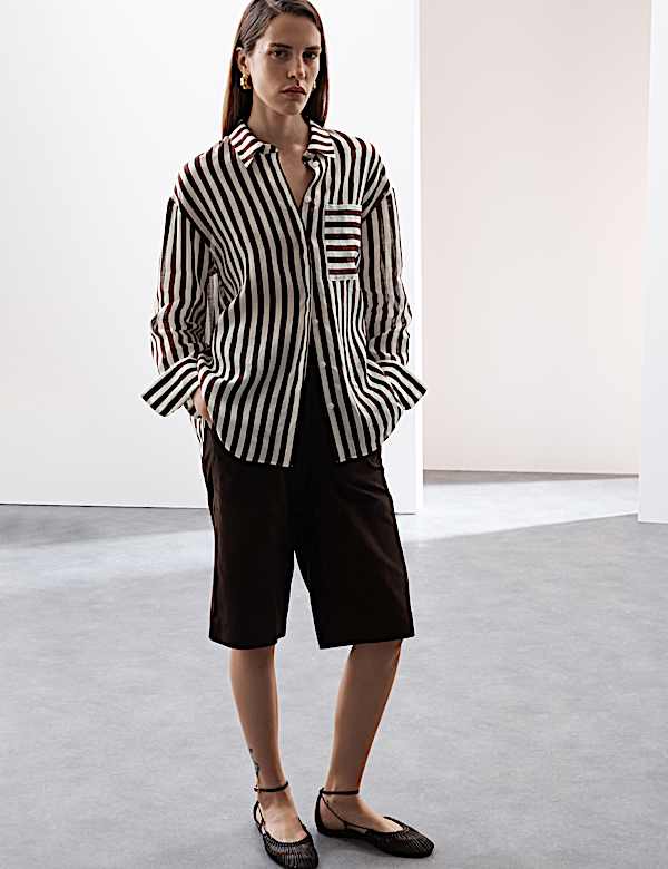 Pure Ramie Striped Shirt