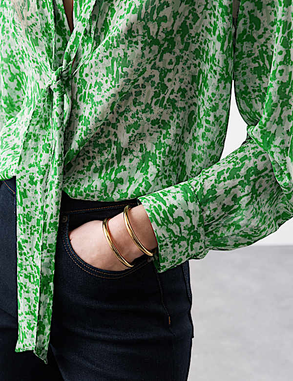 Printed Tie Neck Shirt