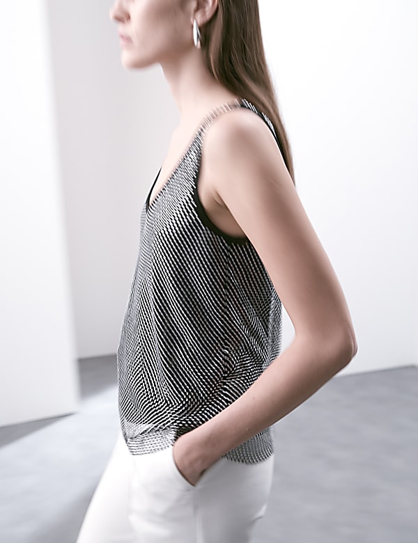 Mesh Embellished Sparkly Scoop Neck Vest SILVER Vests M&S US