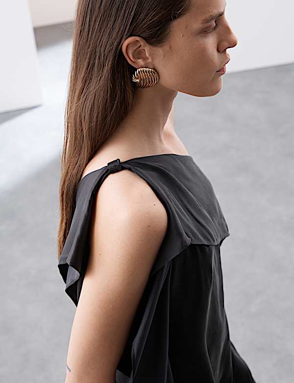 Cupro Rich One Shoulder Longline Top - RS