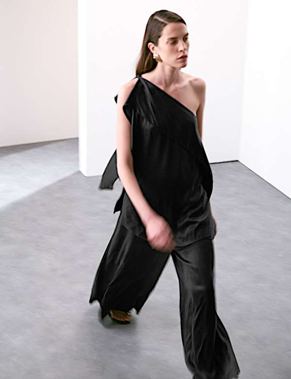 Cupro Rich One Shoulder Longline Top - RS