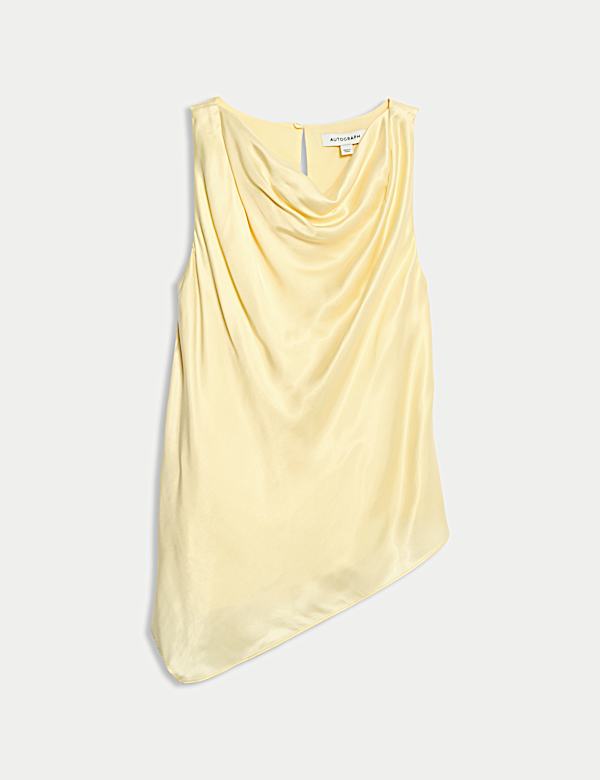 Τοπ με Ασύμμετρη Draped Λαιμόκοψη Cowl από Μείγμα Cupro - GR