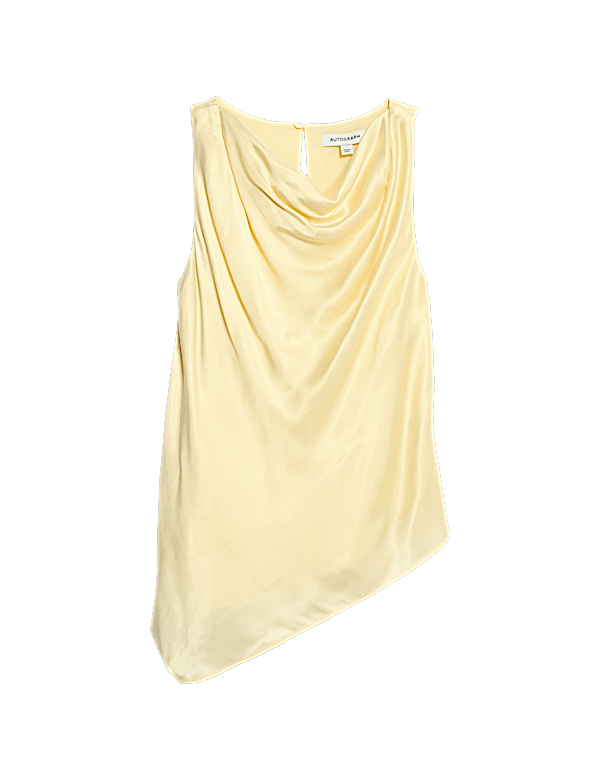 Cupro Rich Cowl Neck Asymmetric Draped Top