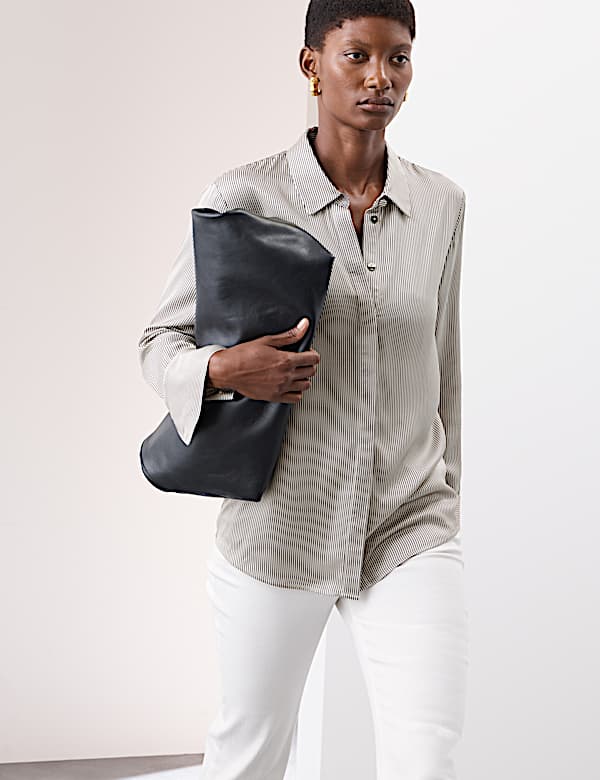 Modal Blend Satin Striped Shirt - NZ