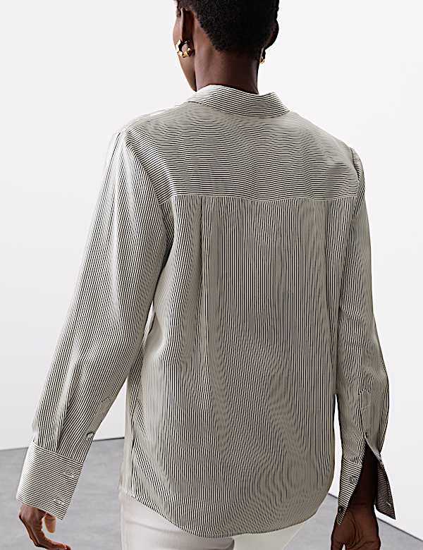 Modal Blend Satin Striped Shirt - NZ