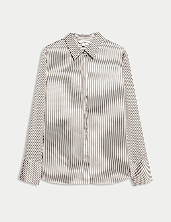 Modal Blend Satin Striped Shirt - NZ