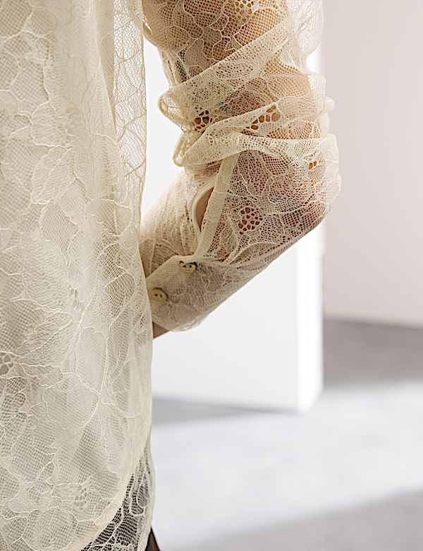 Lace Ruffle Front Blouse - NL