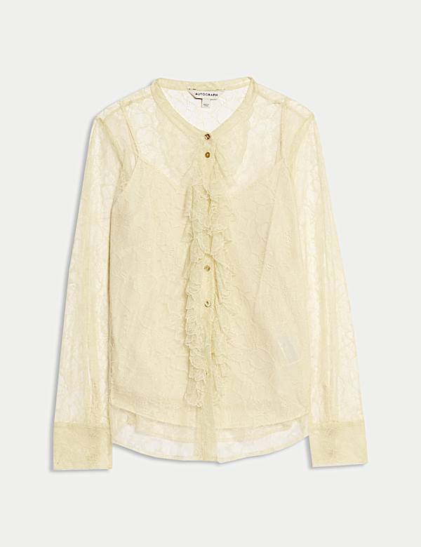 Lace Ruffle Front Blouse - NL