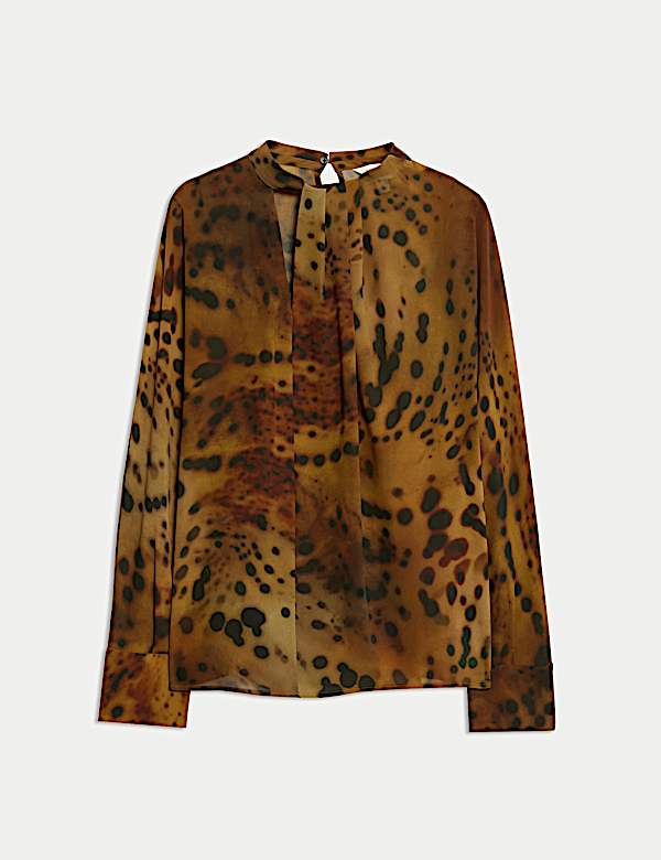 חולצה אלגנטית בעיצוב נשפך עם הדפס חיות - IL